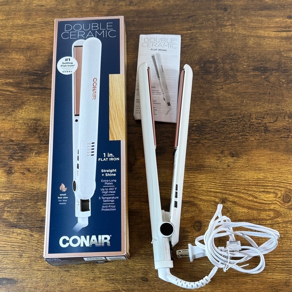 Conair White Hair Straightener - Double Ceramic Flat Iron